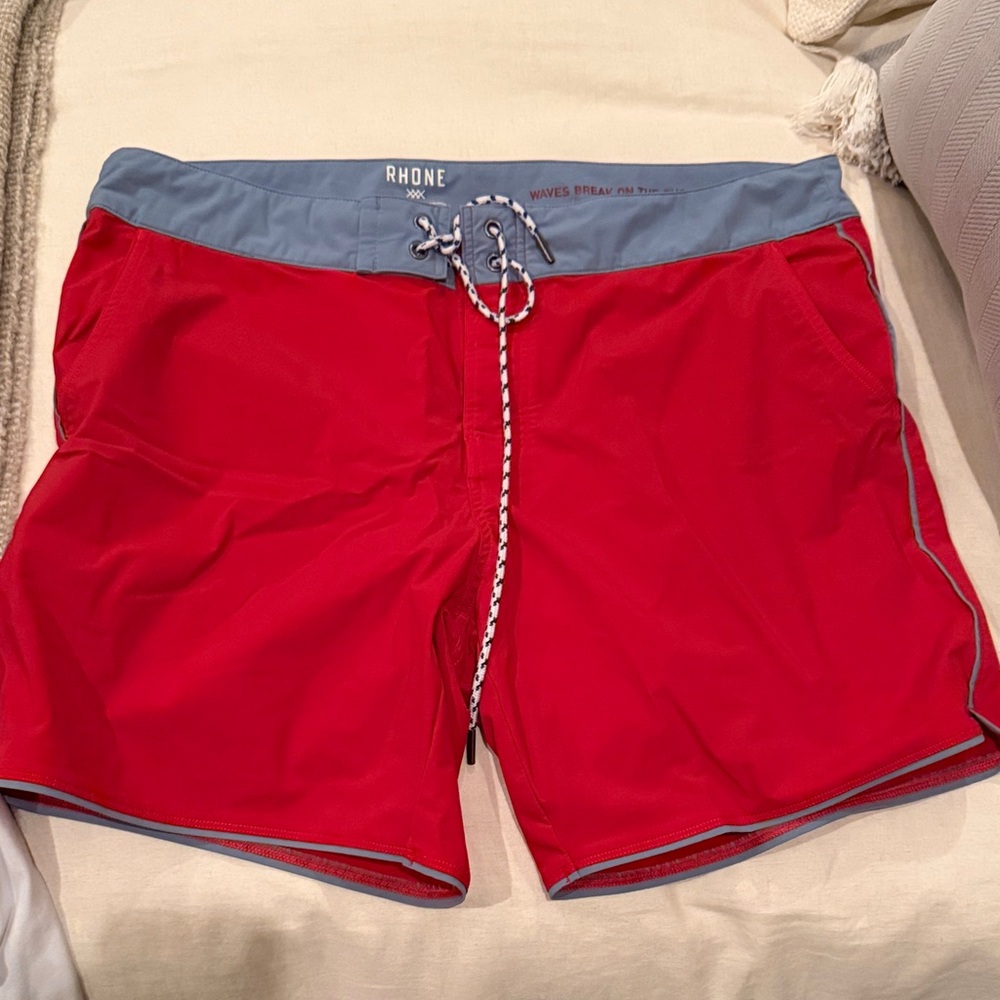 Rhone Red Shorts with Gray Waistband